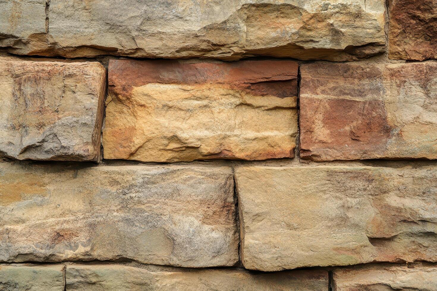 Close-up of a Rough Stone Wall with Irregularly Shaped Stones photo