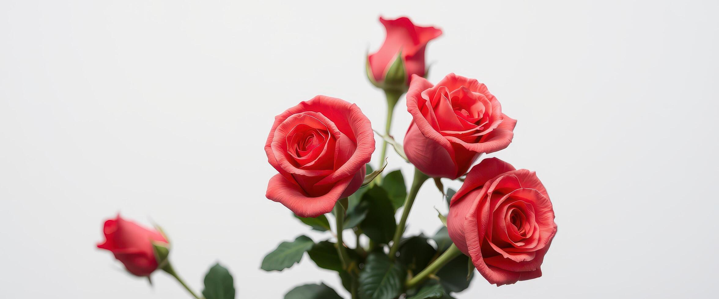 A Close-Up of Pink Roses Against a White Background photo