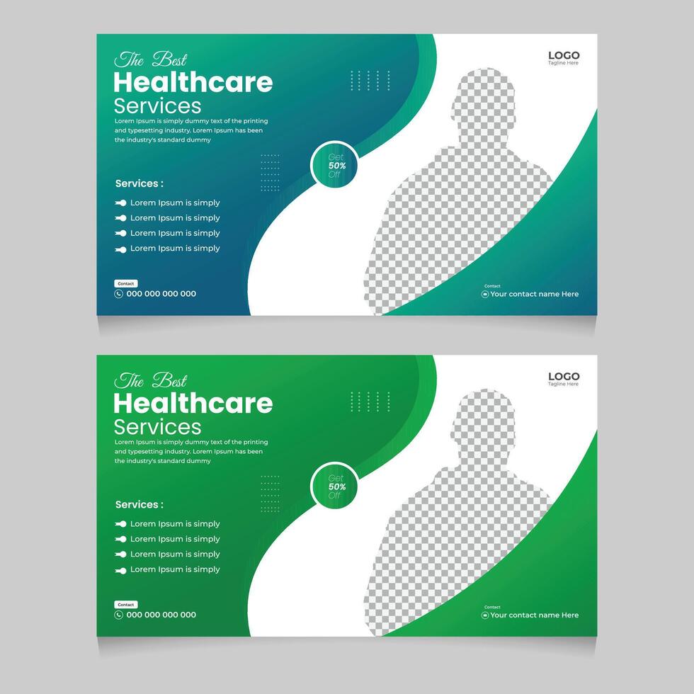 Creative healthcare thumbnail and web banner template design growth your business vector