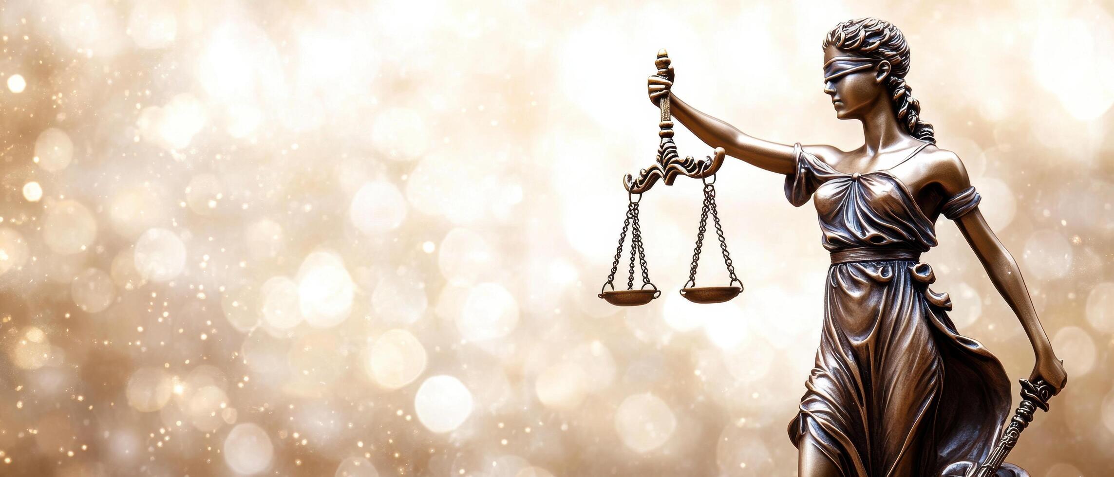The statue of lady justice is holding a scale photo