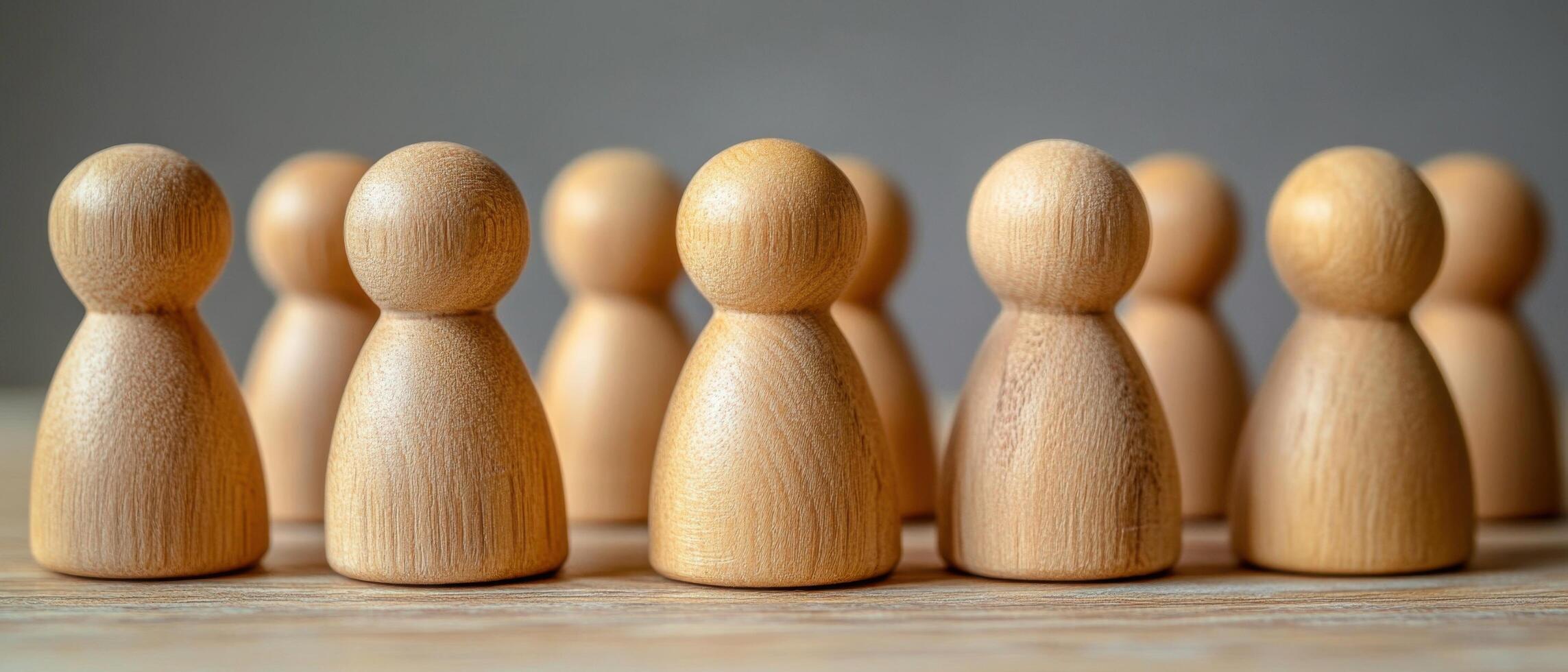 A group of wooden dolls on a table photo