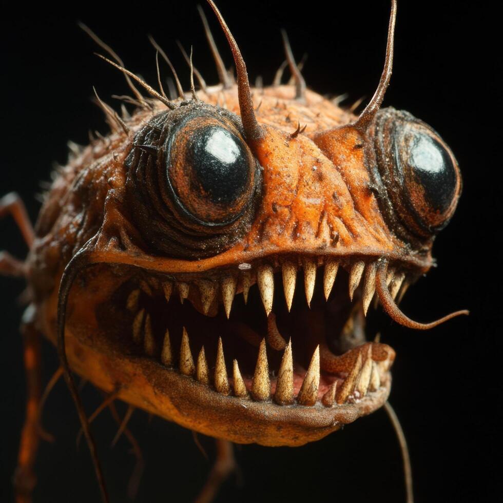 A close up of a bug with sharp teeth photo