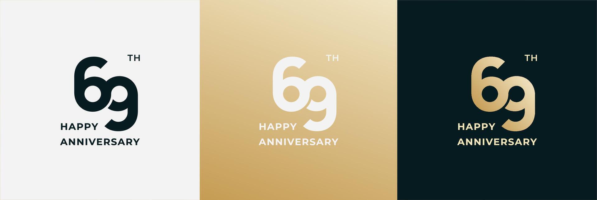 Logo 69th, 69 years anniversary, Creative design for celebration, birthday, greeting and invitation. Editable file vector