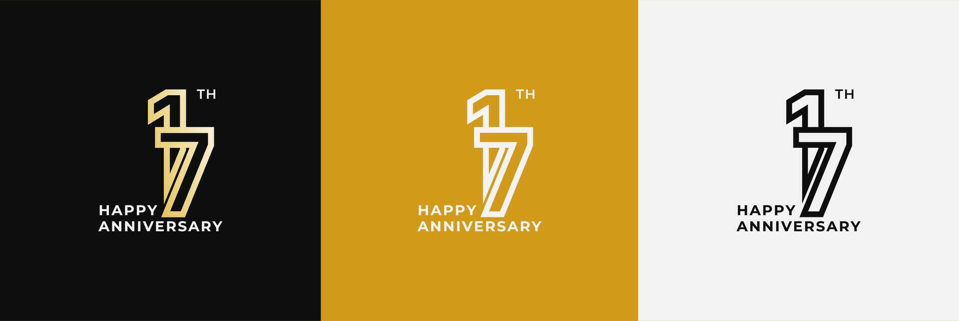 Logo 17th, 17 years anniversary, Creative design template for celebration, birthday and invitation. Editable file vector