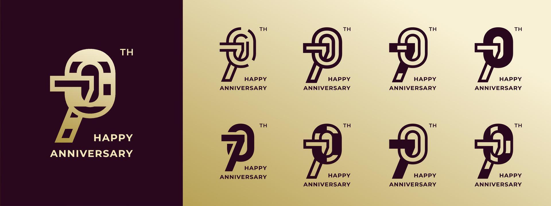 Logo 70th, 70 years happy anniversary gold, Creative design template for celebration, birthday, greeting and invitation. Editable file vector