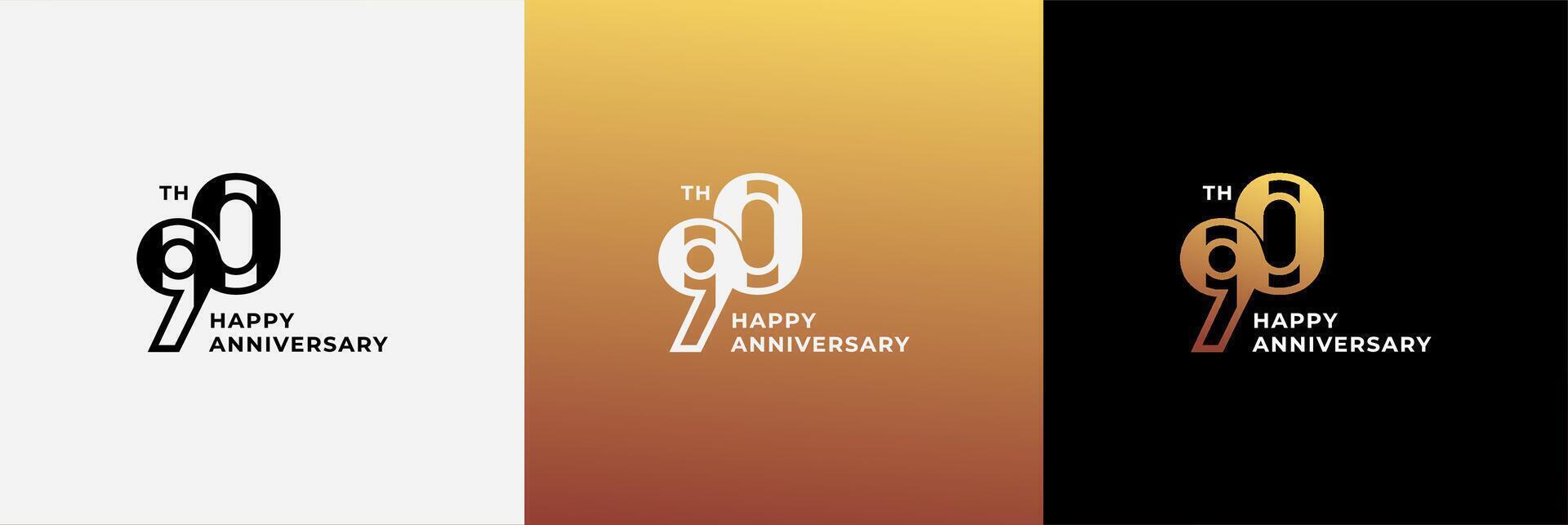 Logo 90th, 90 years anniversary, Creative design template for celebration, birthday and invitation. Editable file vector