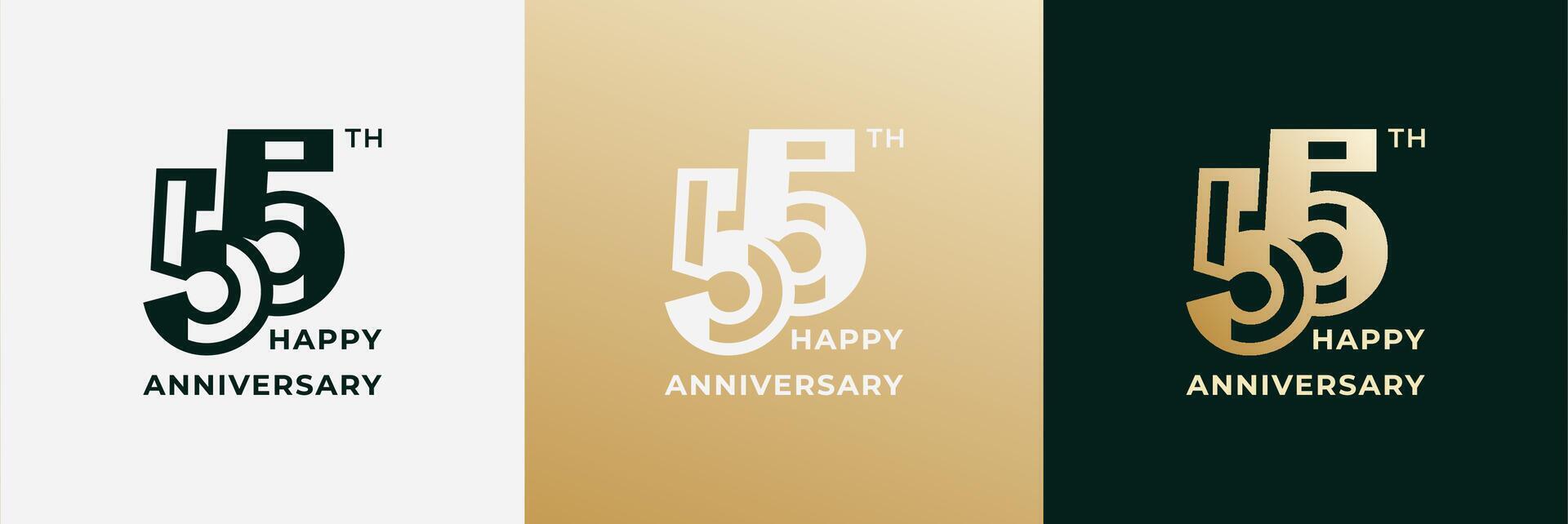 Logo 55th, 55 years happy anniversary, Creative design template for celebration, birthday, greeting and invitation. Editable file vector
