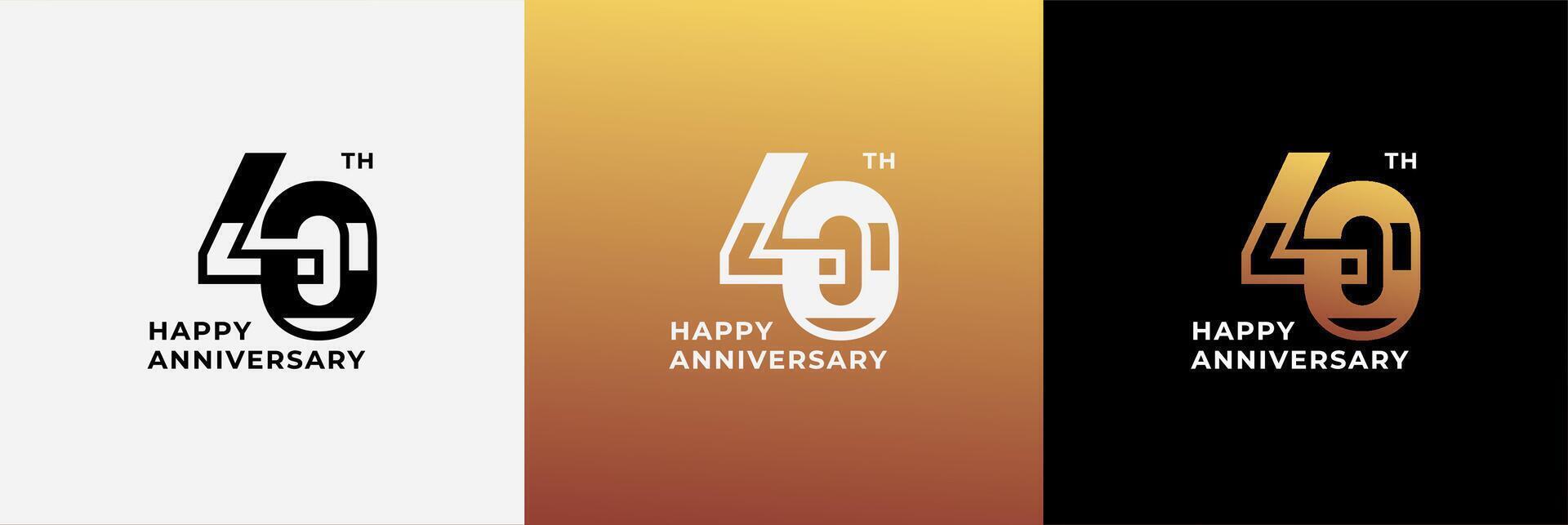 Logo 40th, 40 years anniversary, Creative design template for celebration, birthday, greeting. Editable file vector