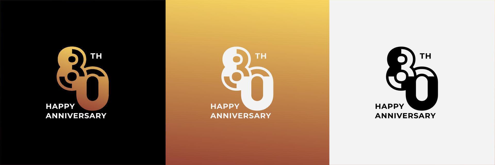 Logo 80th, 80 years anniversary, Creative design template for celebration, greeting and invitation. Editable file vector