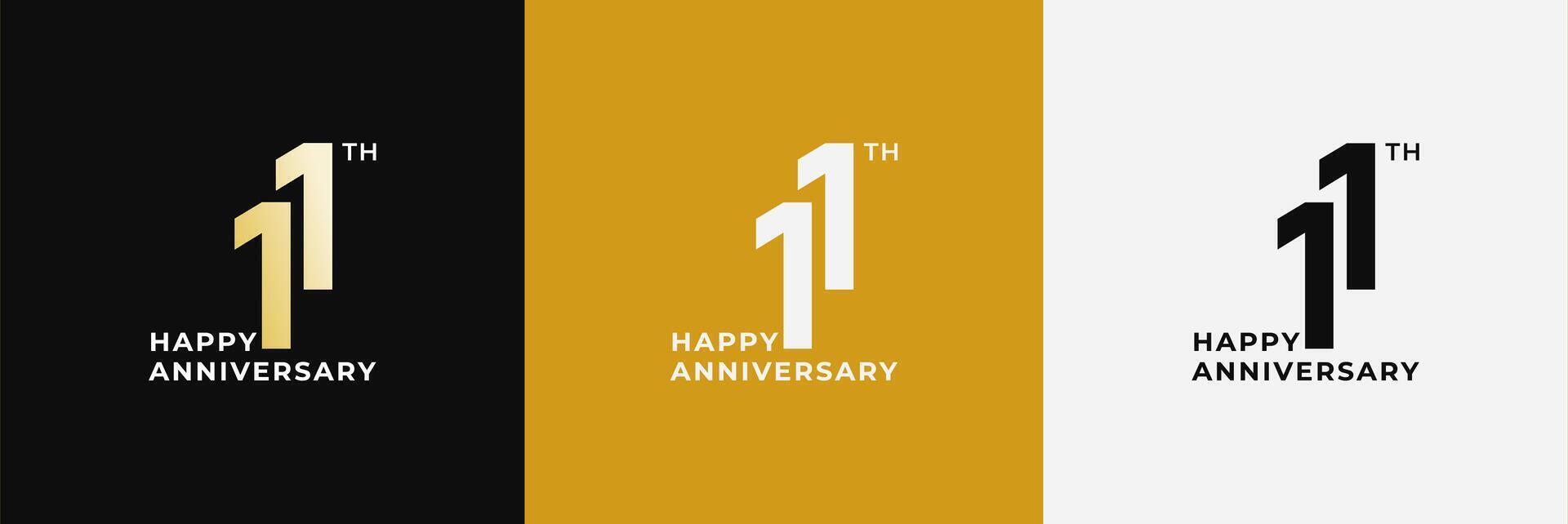Logo 11th, 11 years anniversary, Creative design template for celebration, birthday, greeting and invitation. Editable file vector