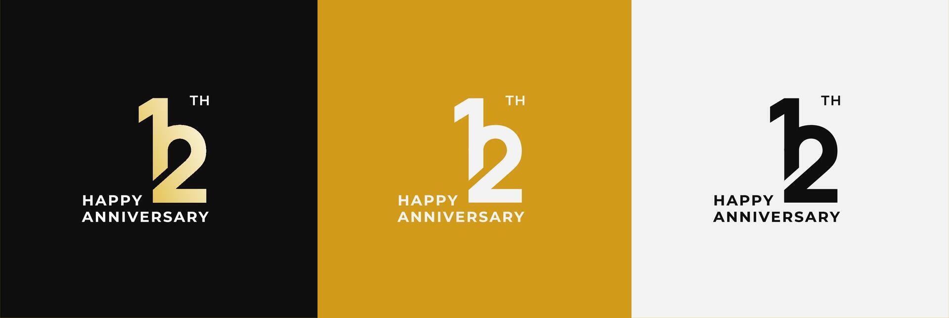 Logo 12th, 12 years anniversary, Creative design for celebration, birthday, greeting and invitation. Editable file vector