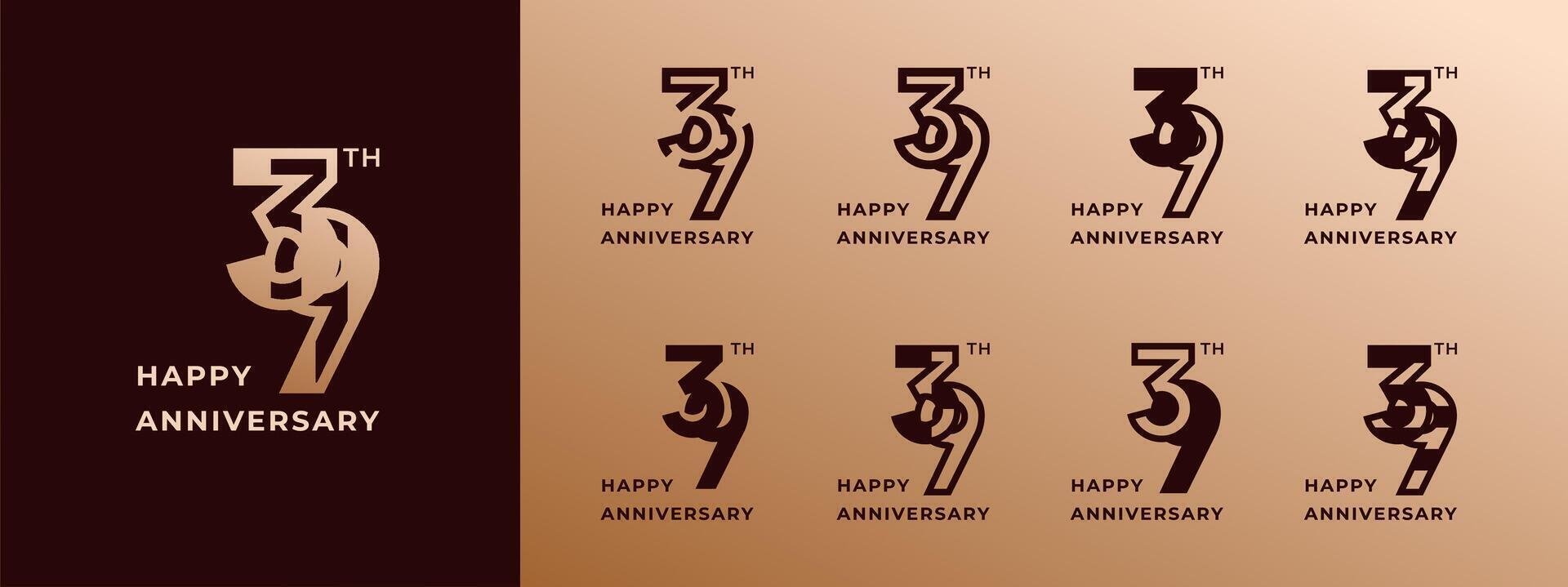 Logo 39th, years happy anniversary gold, Creative design template for celebration, birthday, greeting and invitation. Editable file vector