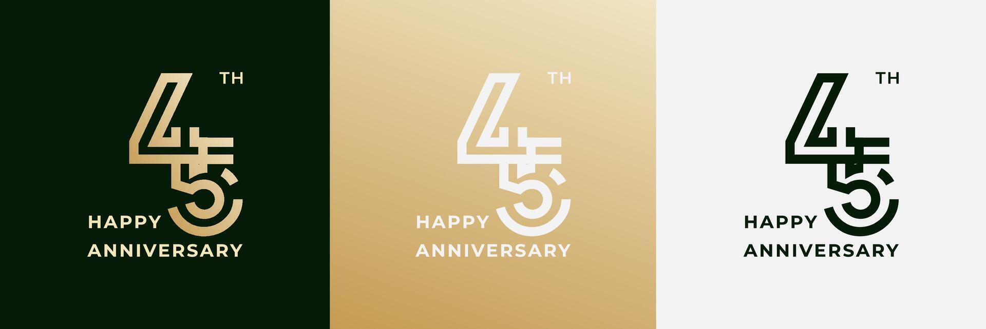 Logo 45th, 45 years anniversary, Creative design template for celebration, birthday, greeting and invitation. Editable file vector