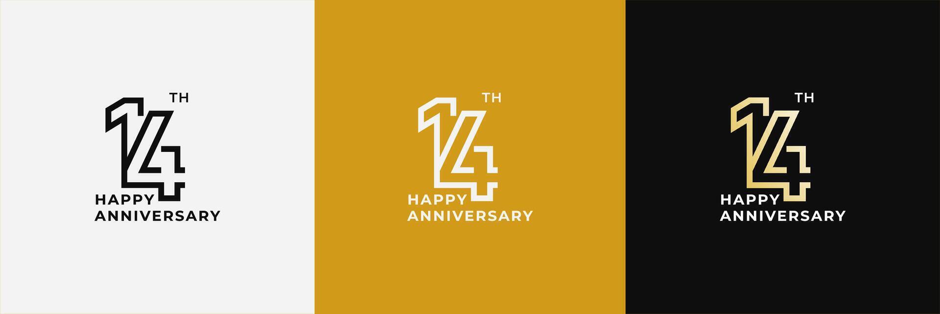 Logo 14th, 14 years anniversary, Creative design template for celebration, birthday, greeting and invitation. Editable file vector