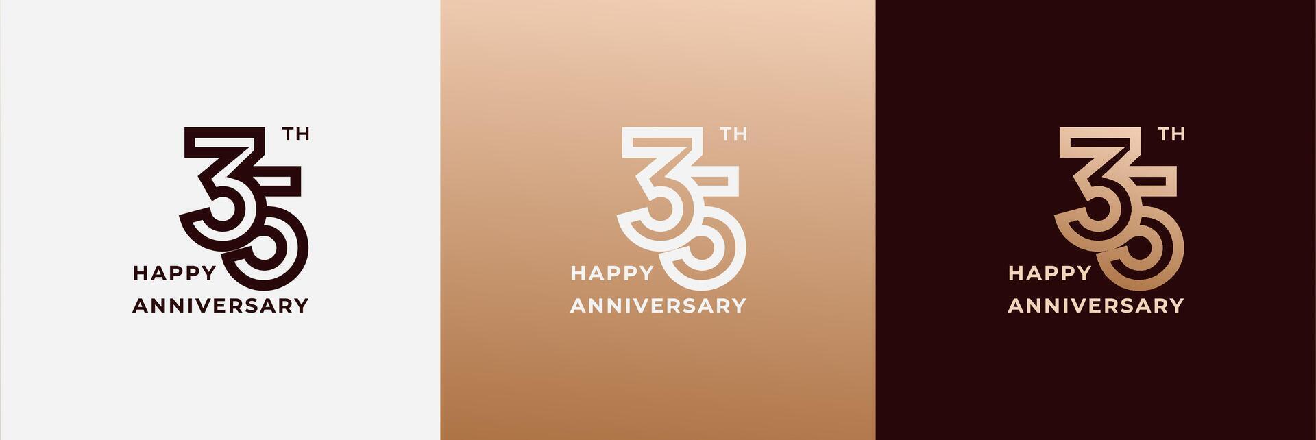 Logo 35th, 35 years anniversary, Creative design template for celebration, greeting and invitation. Editable file vector