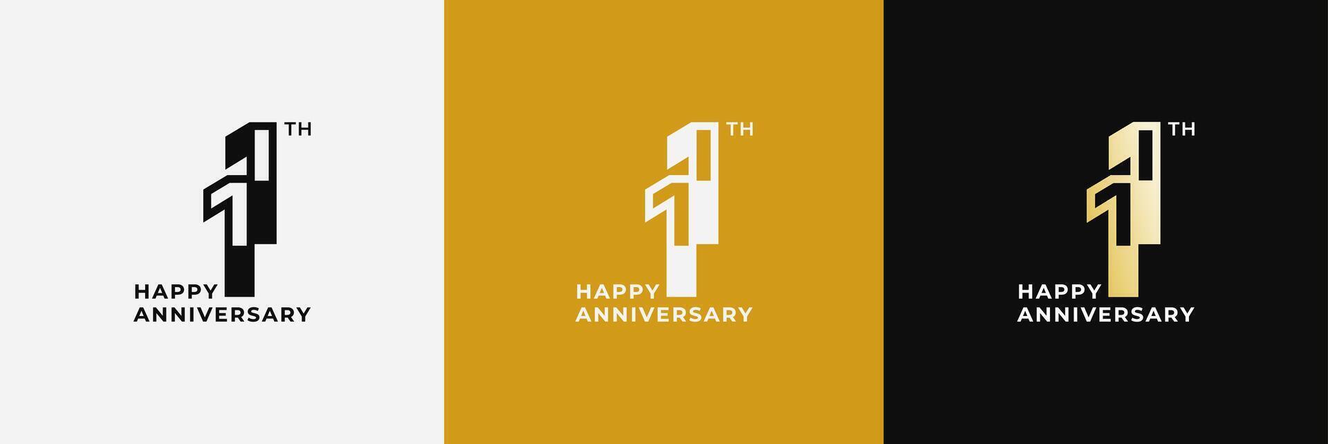 Logo 11th, 11 years happy anniversary, Creative design template for celebration, birthday, greeting and invitation. Editable file vector
