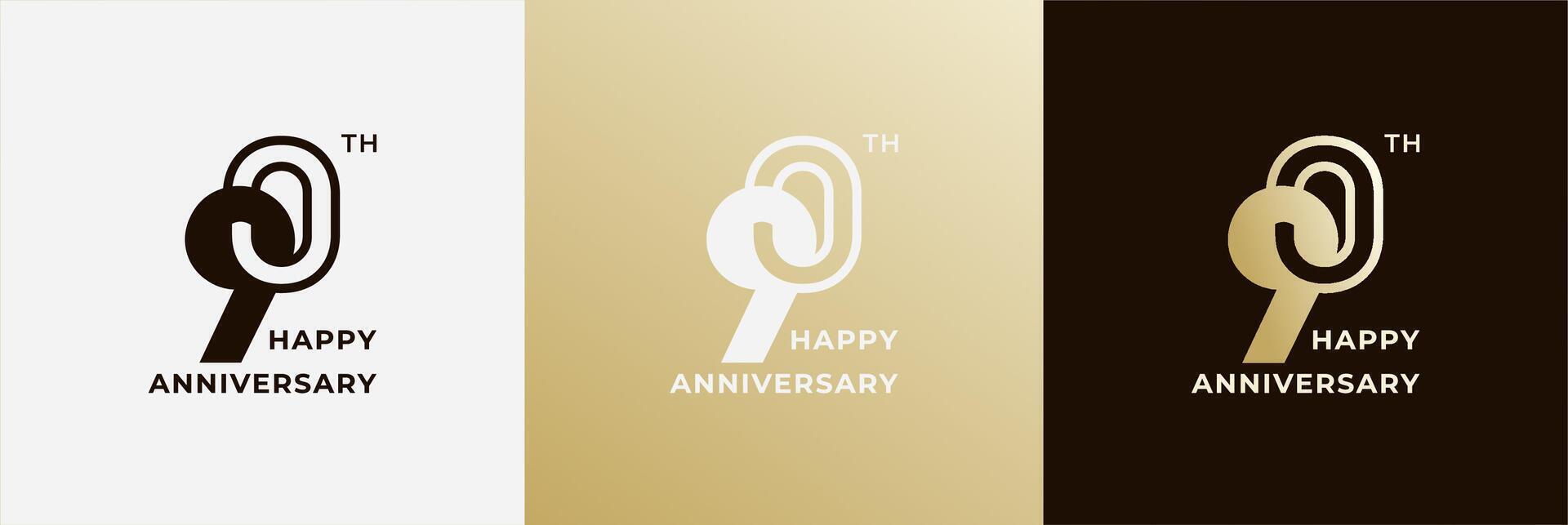 Logo 90th, 90 years anniversary, Creative design template for celebration, birthday, greeting. Editable file vector