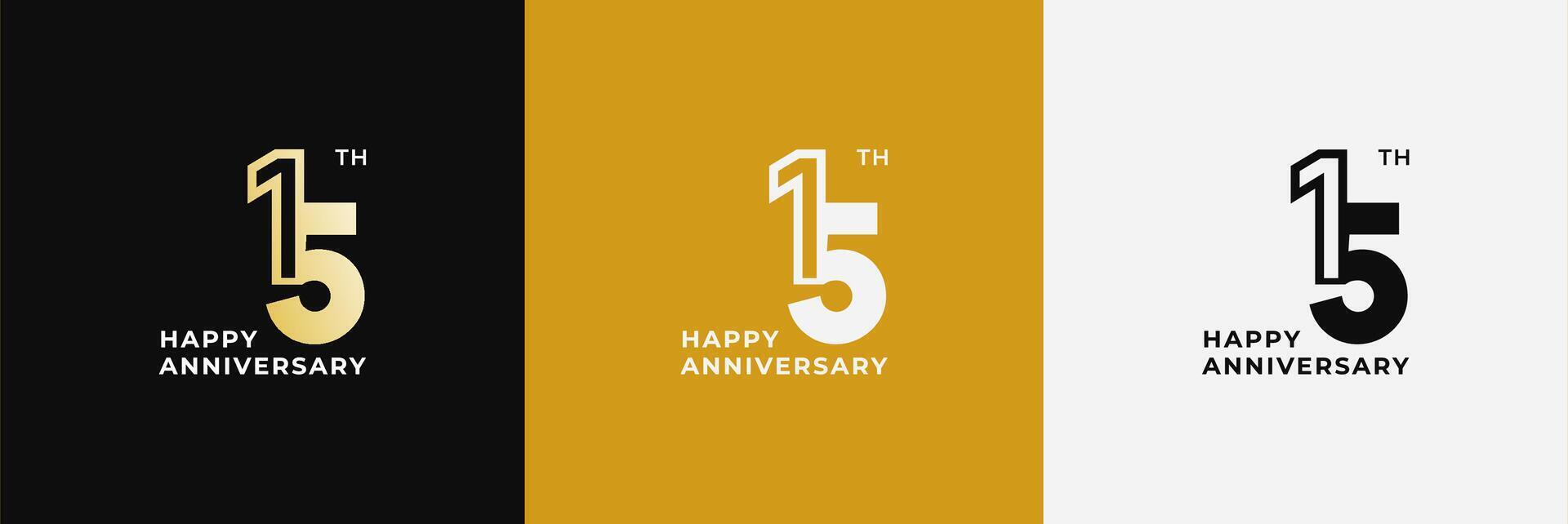 Logo 15th, 15 years anniversary, Creative design template for celebration, birthday, greeting. Editable file vector