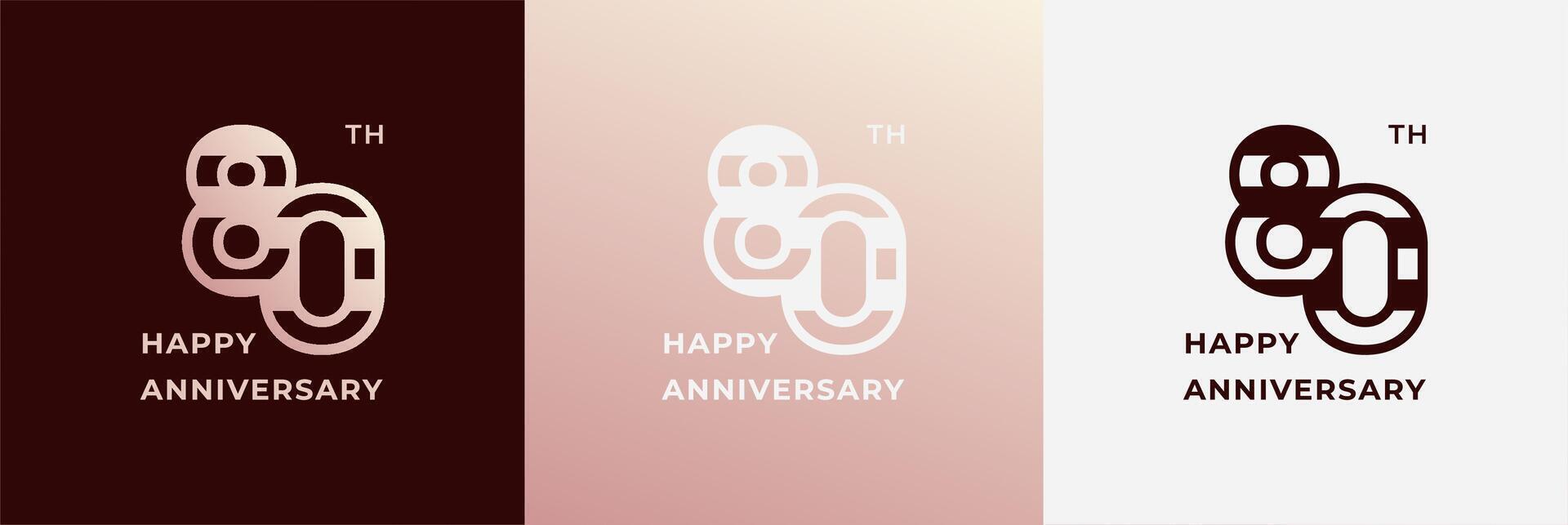 Logo 80th, 80 years happy anniversary, Creative design template for celebration, birthday, greeting and invitation. Editable file vector