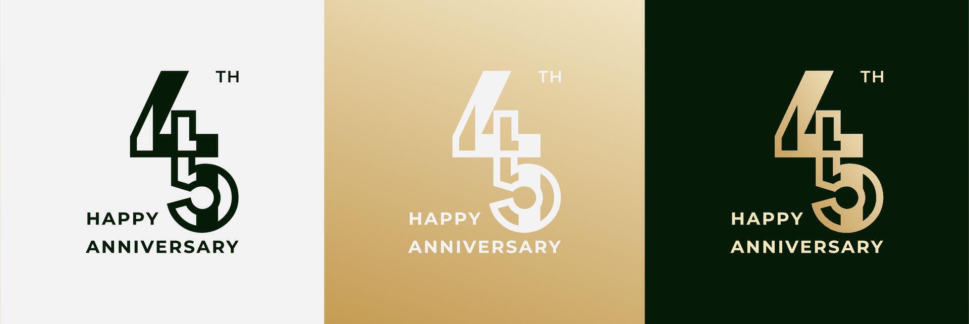 Logo 45th, 45 years happy anniversary, Creative design template for celebration, birthday, greeting and invitation. Editable file vector