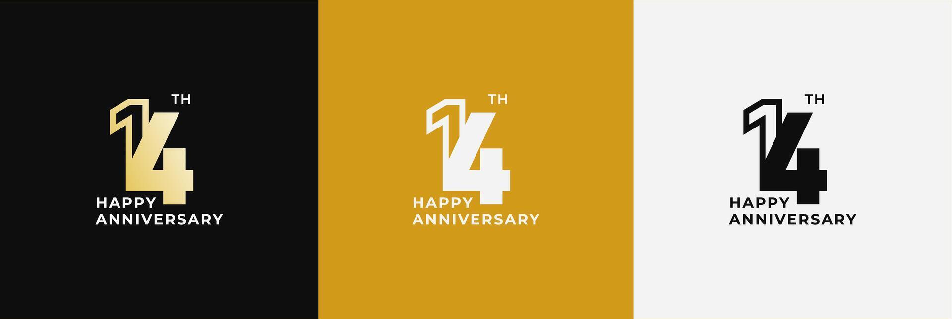 Logo 14th, 14 years anniversary, Creative design template for celebration, birthday, greeting. Editable file vector