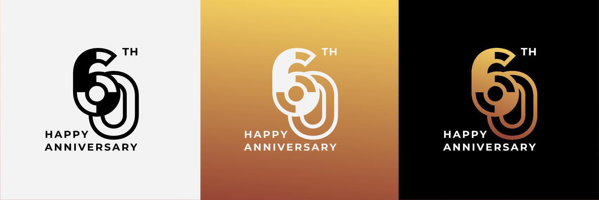 Logo 60th, 60 years anniversary, Creative design template for celebration, greeting and invitation. Editable file vector