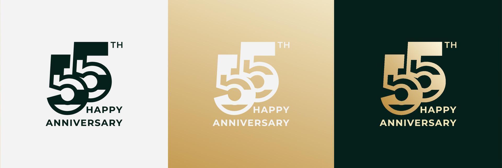Logo 55th, 55 years anniversary, Creative design template for celebration, greeting, birthday and invitation. Editable file vector