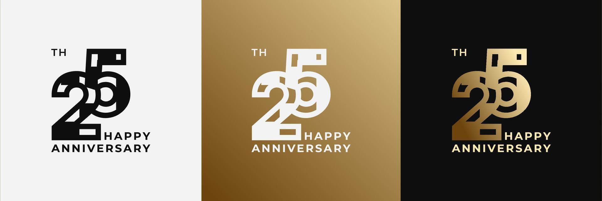 Logo 25th, 25 years anniversary, design template for celebration, birthday, greeting and invitation. Editable file vector