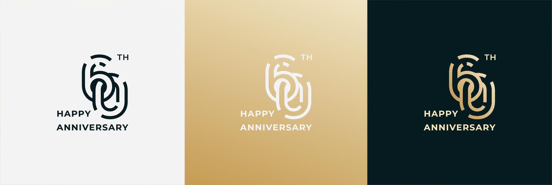 Logo 60th, 60 years anniversary, Creative design template for celebration, birthday, greeting and invitation. Editable file vector