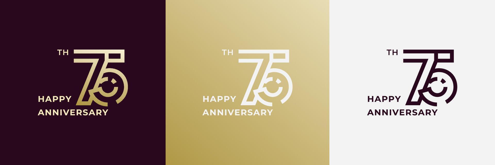 Logo 75th, 75 years anniversary, Creative design template for celebration, birthday, greeting and invitation. Editable file vector