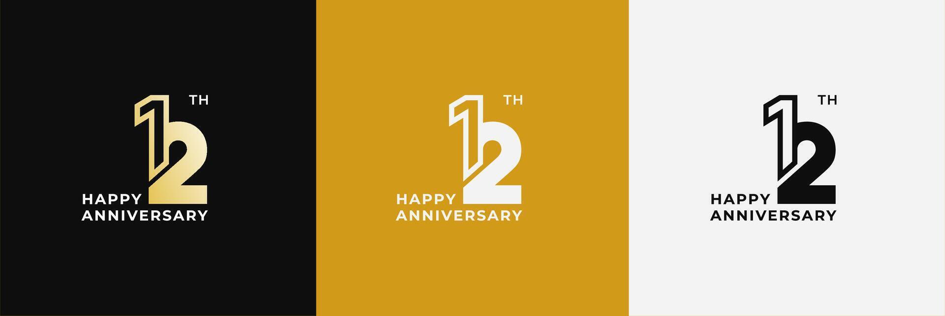 Logo 12th, 12 years anniversary, Creative design template for celebration, birthday, greeting. Editable file vector