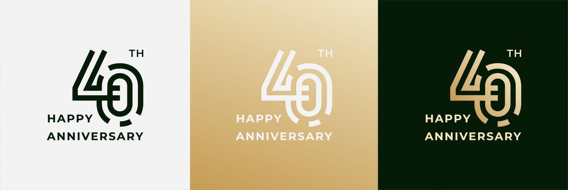 Logo 40th, 40 years happy anniversary, Creative design template for celebration, birthday, greeting and invitation. Editable file vector