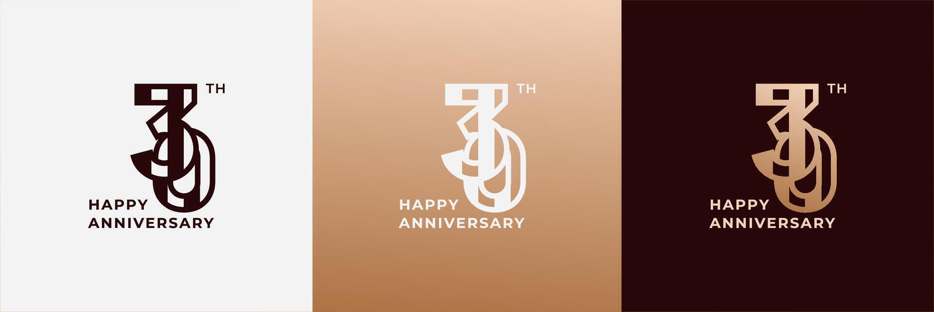 Logo 30th, 30 years happy anniversary, Creative design template for celebration, birthday, greeting and invitation. Editable file vector