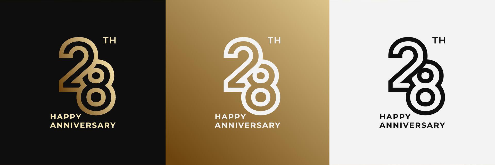 Logo 28th, 28 years anniversary, Creative design template for celebration, greeting and invitation. Editable file vector