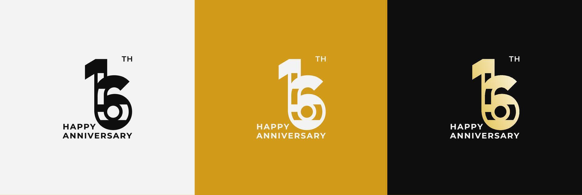 Logo 16th, 16 years anniversary, Creative design template for celebration, greeting, birthday and invitation. Editable file vector