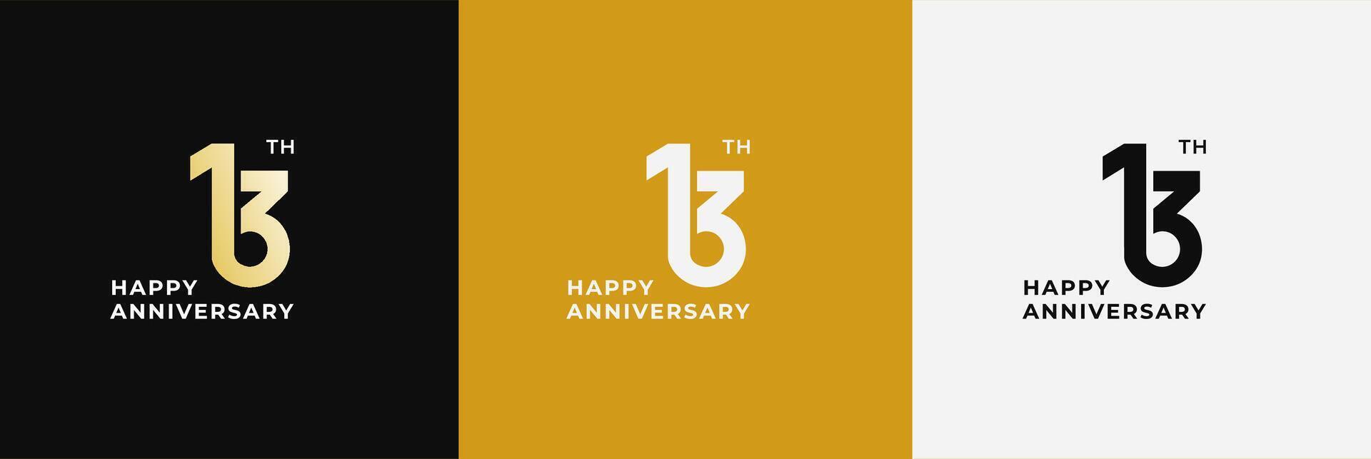 Logo 13th, 13 years anniversary, Creative design for celebration, birthday, greeting and invitation. Editable file vector