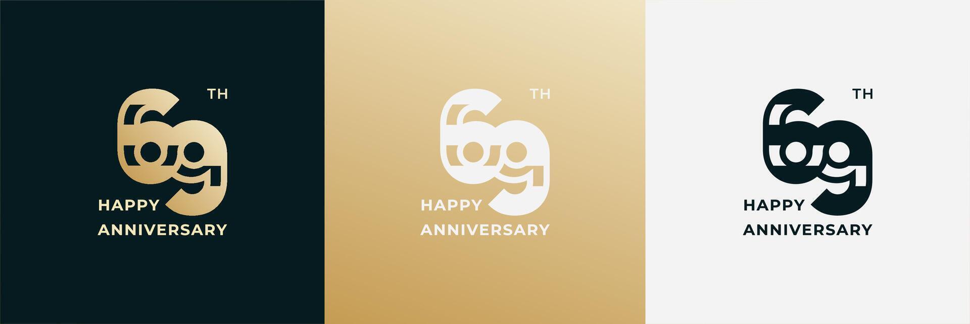 Logo 69th, 69 years anniversary, Creative design template for celebration, greeting, birthday and invitation. Editable file vector