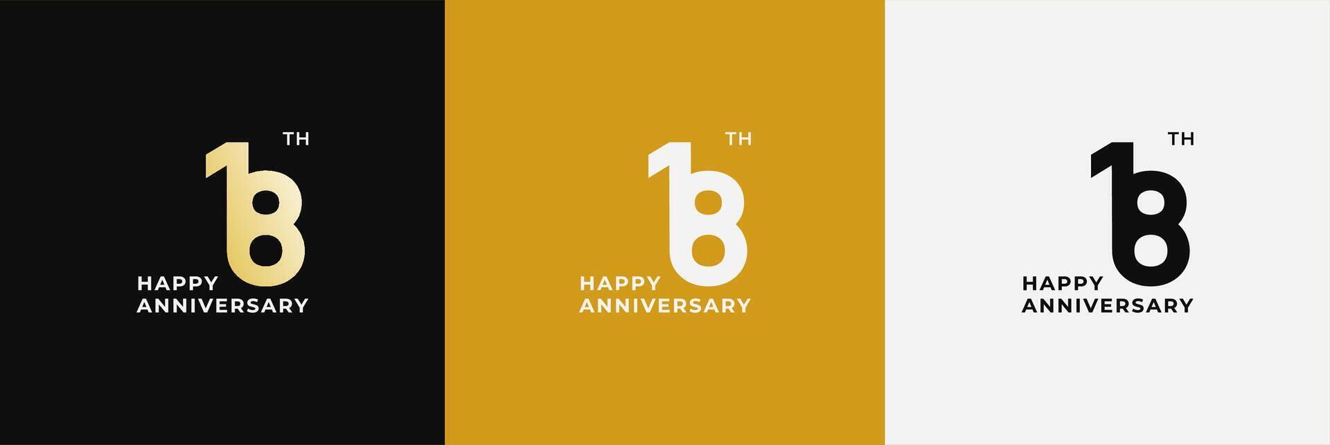 Logo 18th, 18 years anniversary, Creative design for celebration, birthday, greeting and invitation. Editable file vector