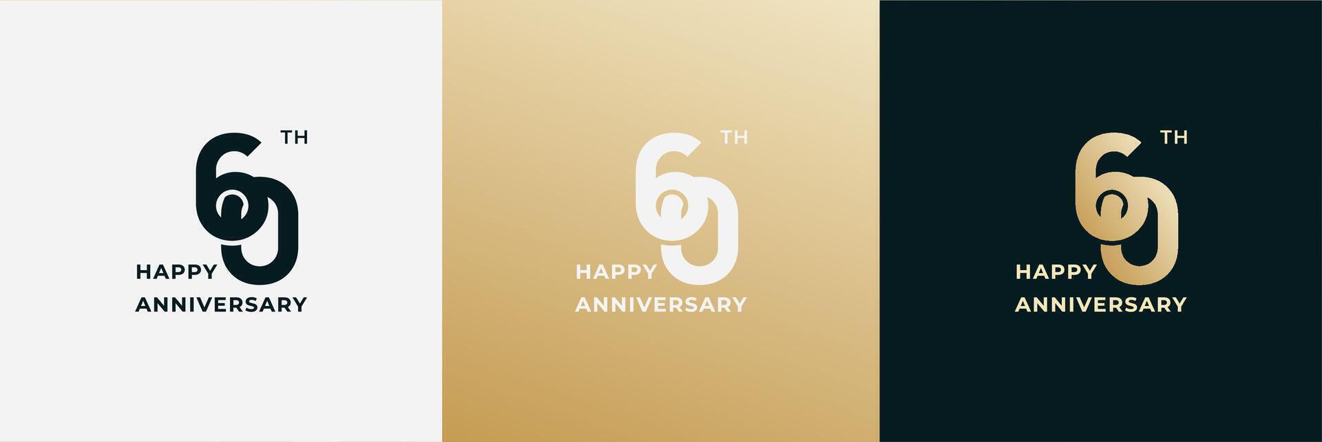 Logo 60th, 60 years anniversary, Creative design for celebration, birthday, greeting and invitation. Editable file vector
