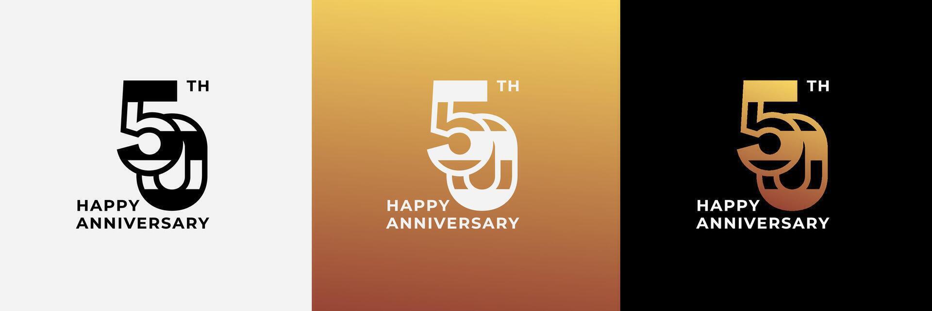 Logo 50th, 50 years anniversary, Creative template for celebration, birthday, greeting and invitation. Editable file vector