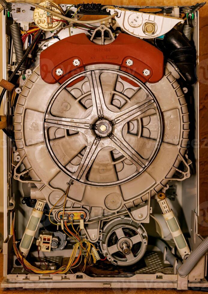 Automatic washing machine repair, washing machine maintenance, washing machine repair and replacement concept . photo
