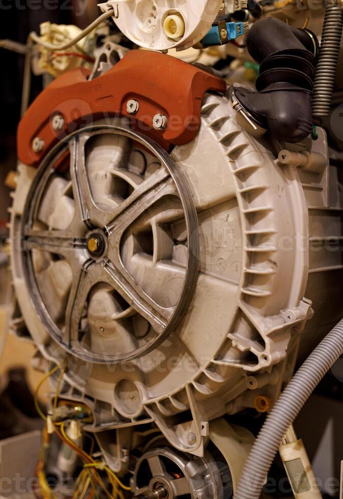 Automatic washing machine repair, washing machine maintenance, washing machine repair and replacement concept . photo