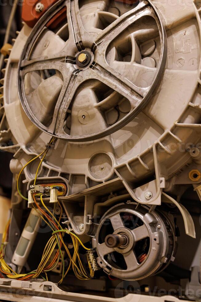 Automatic washing machine repair, washing machine maintenance, washing machine repair and replacement concept . photo