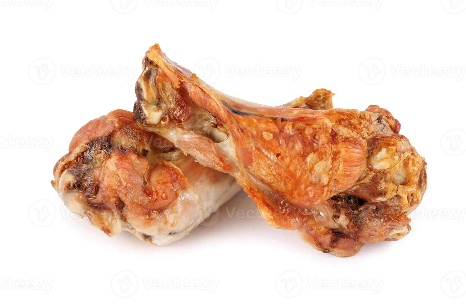 Baked turkey wing isolated on white background. Roasted turkey wing. photo