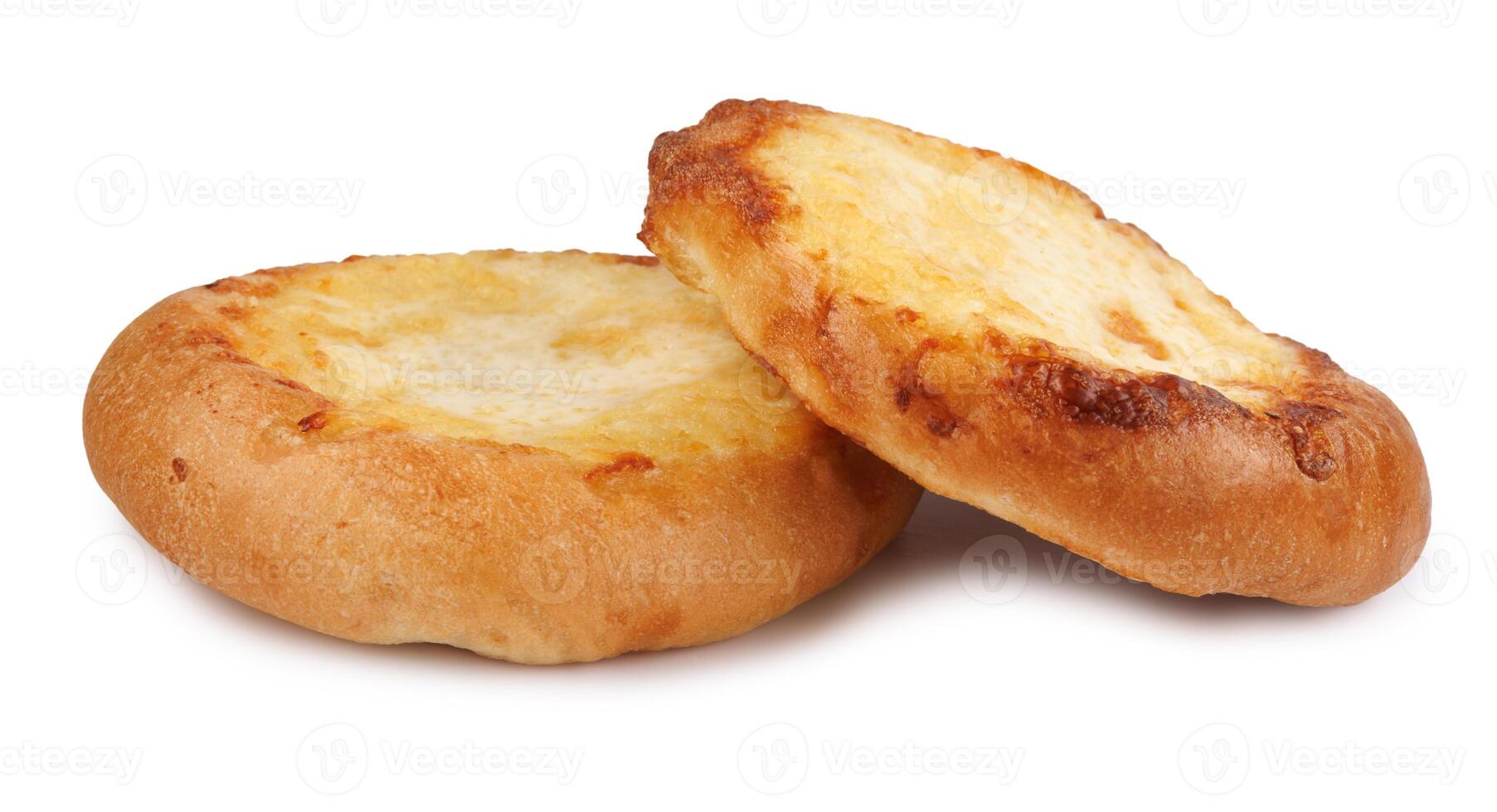 Khachapuri, two cheese buns with cheese isolated on a white background. Cheese pie. photo