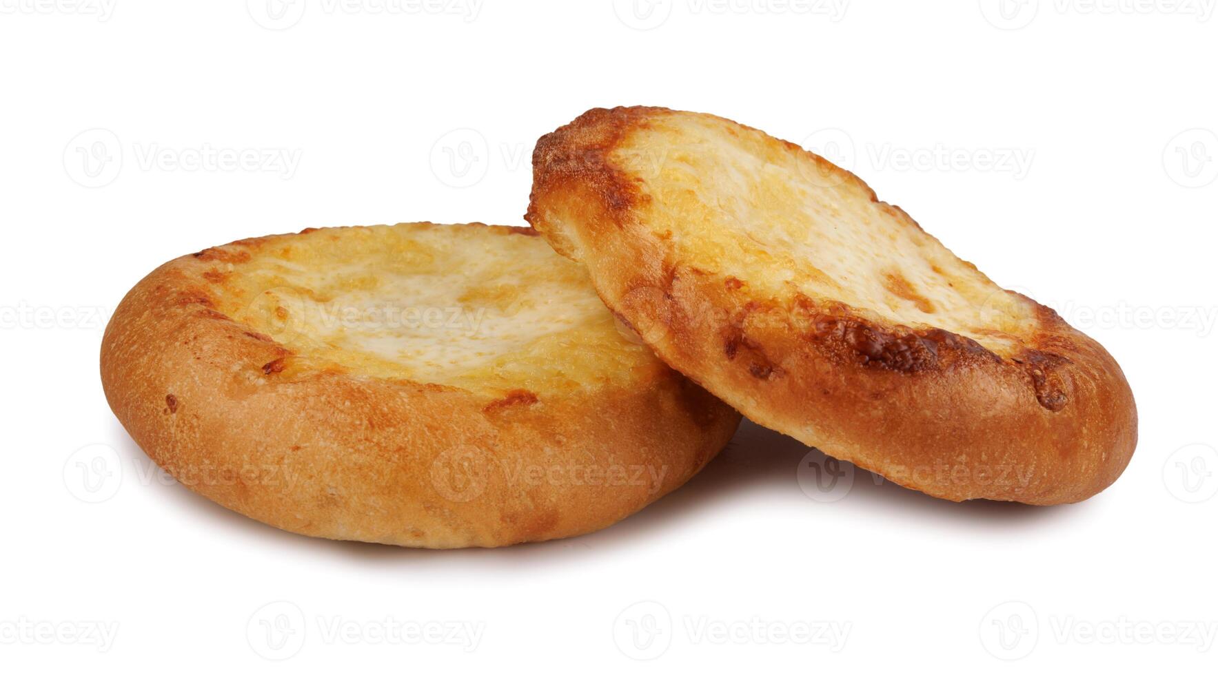 Khachapuri, two cheese buns with cheese isolated on a white background. Cheese pie. photo