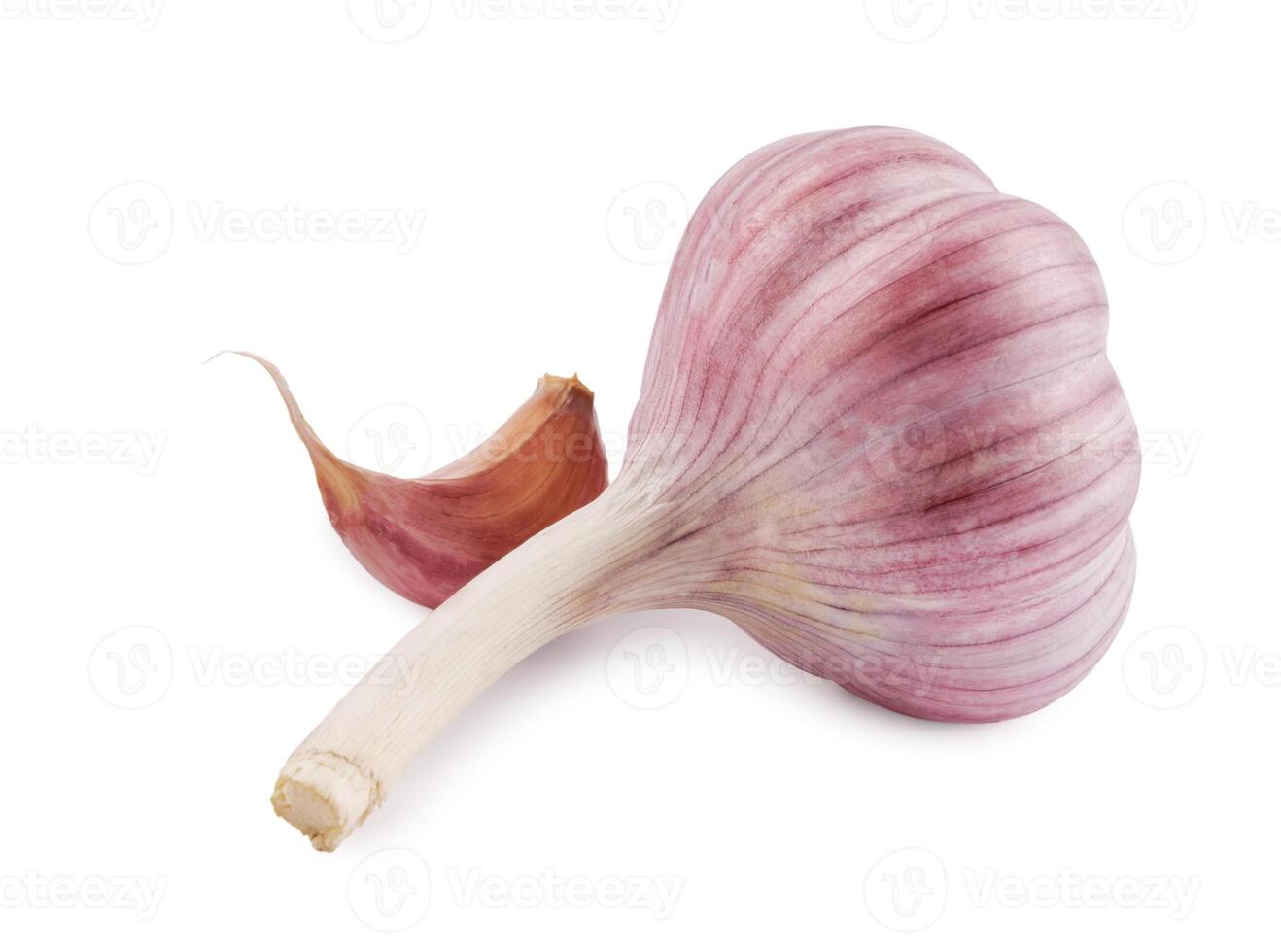 Garlic bulb and garlic cloves isolated on a white background. photo