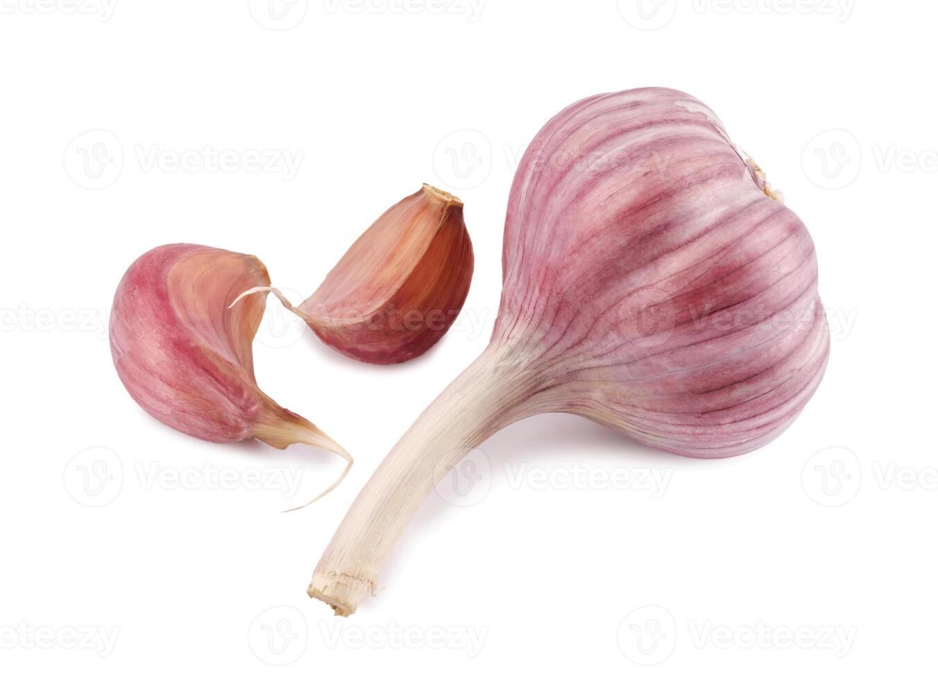 Garlic bulb and garlic cloves isolated on a white background. photo