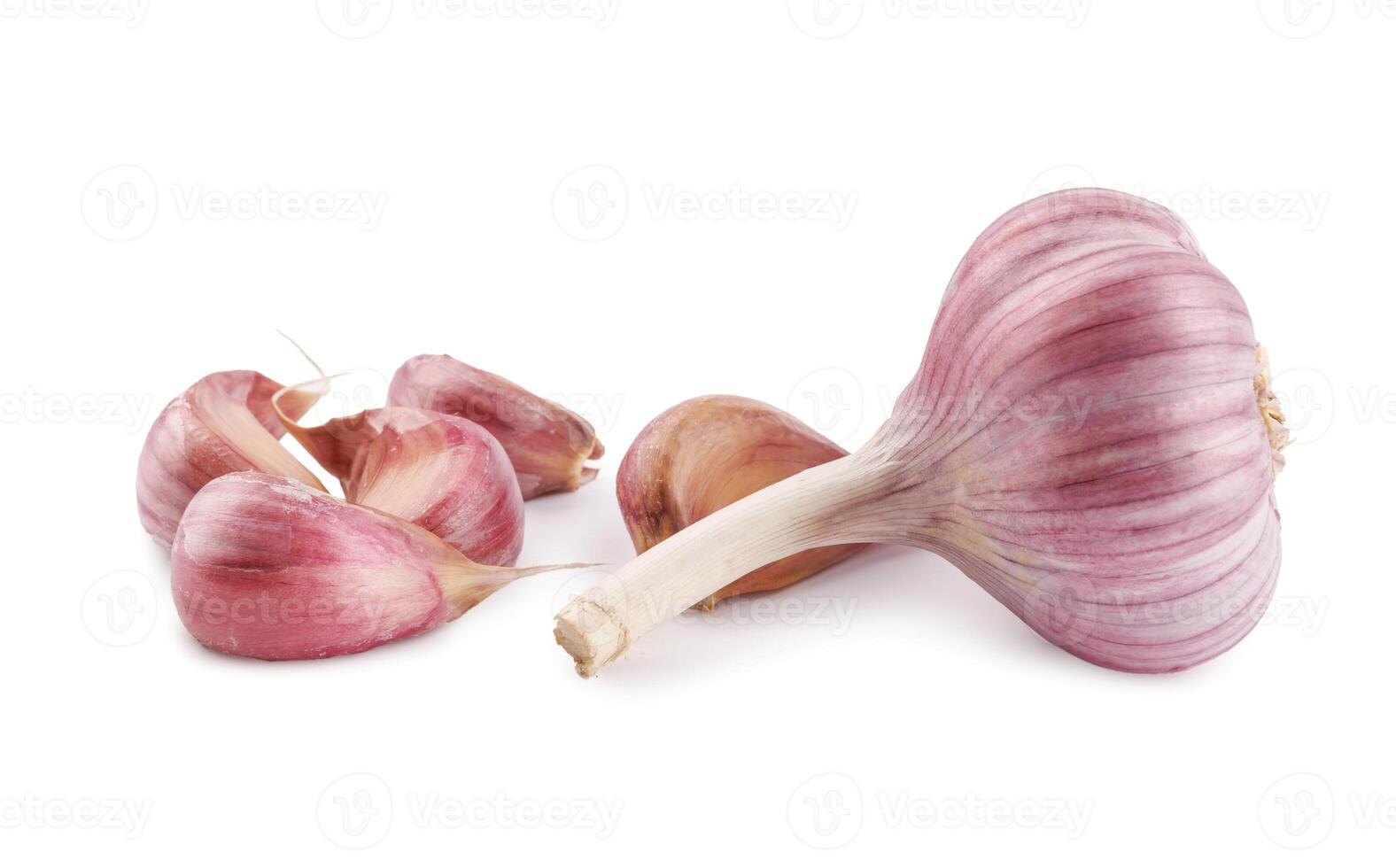 Garlic bulb and garlic cloves isolated on a white background. photo