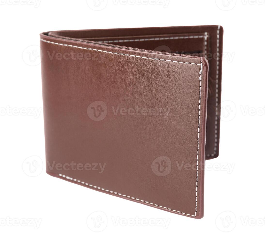 Beautiful leather wallet isolated on a white background. photo